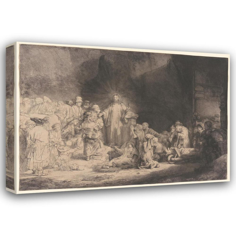 "Christ guérissant les gens" par Rembrandt Van Rijn - Art sur toile tendue avec châssis, H 24 po x l 17 po