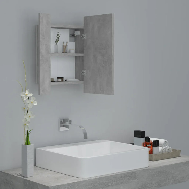 LED Bathroom Mirror Cabinet 40x12x45 cm Acrylic, Concrete Grey