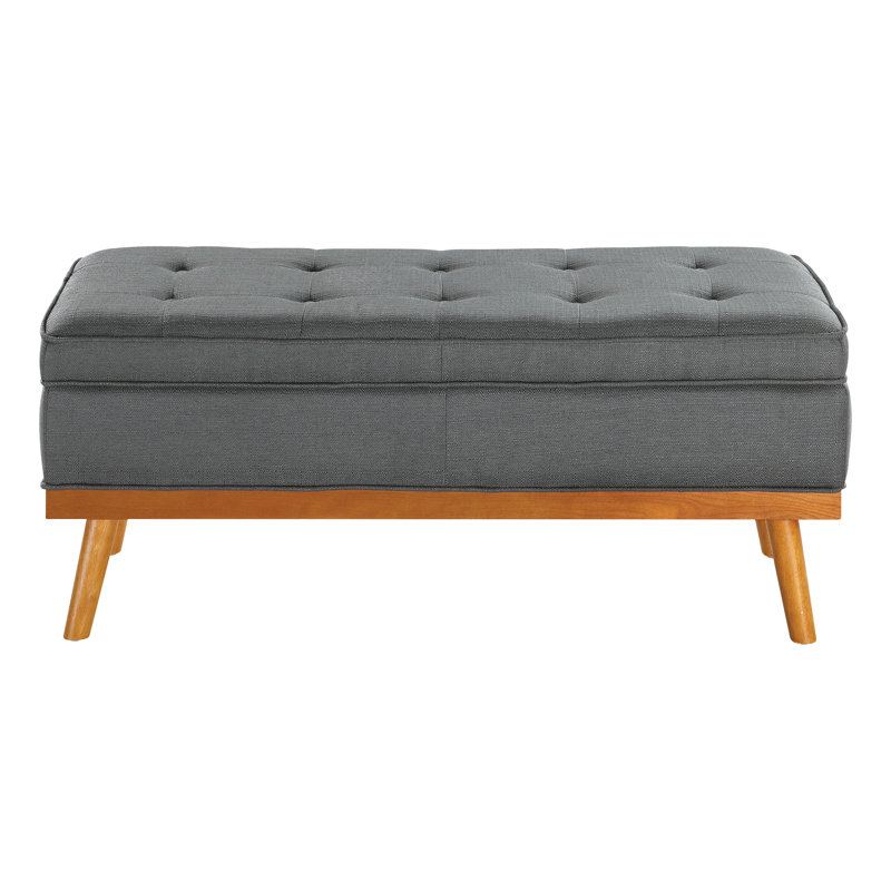 Boyu Polyester Blend Upholstered Storage Bench, Charcoal Polyester Blend