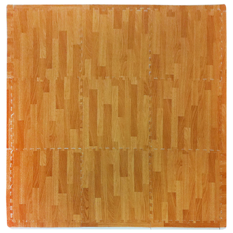 Wood Print 36'' L Interlocking Foam Playmat, Natural
