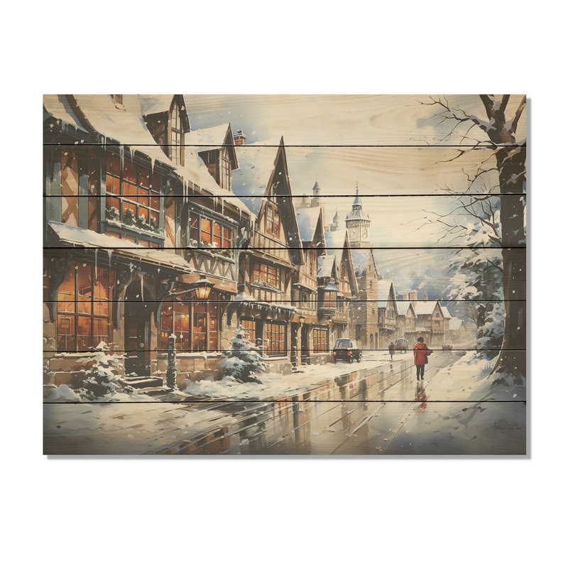 Hiver en Allemagne, paysage urbain I - Paysage d'hiver sur bois, H 24 po x l 32 po x P 0,78 po