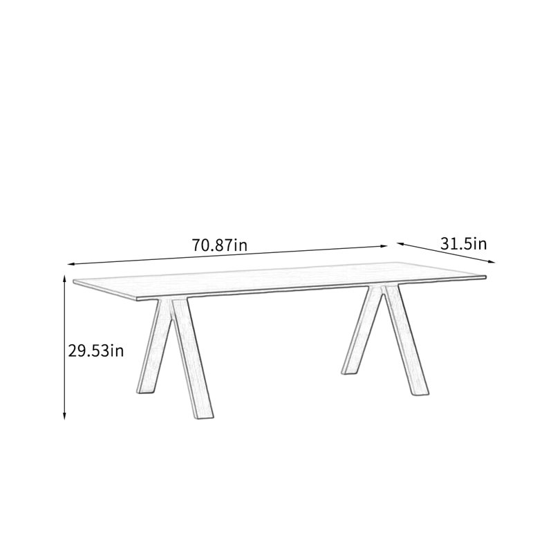 Solid Ash Dining Table - Natural & Sturdy., 29.53" H x 70.87" L x 31.5" W