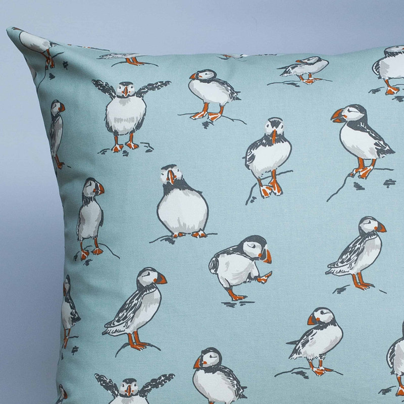 Animal Print Blue Cushion, 58x58cm, Feather filled