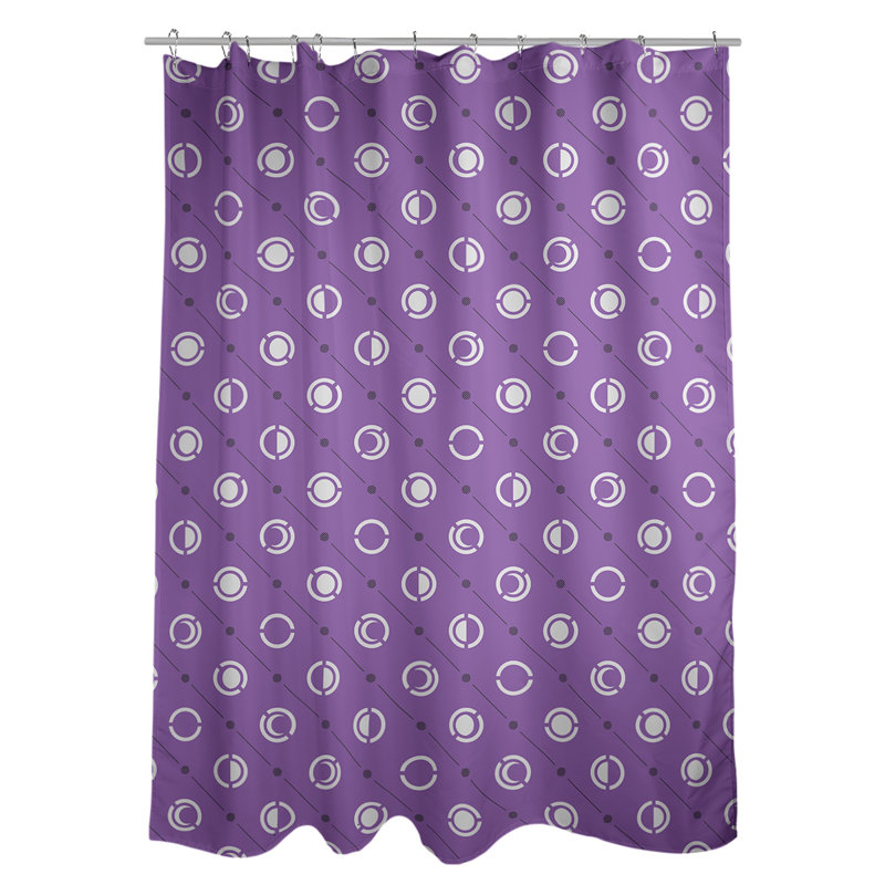 Rideau de douche à phases simples classic moon Noira Gothard, Mauve foncé / blanc