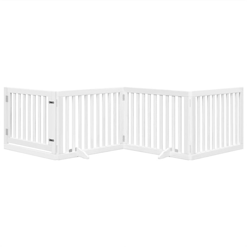 Archie & Oscar Dog Gate With Door Foldable 4 Panels 320 Cm Poplar Wood, 60cm H x 320cm W x 2cm D, White