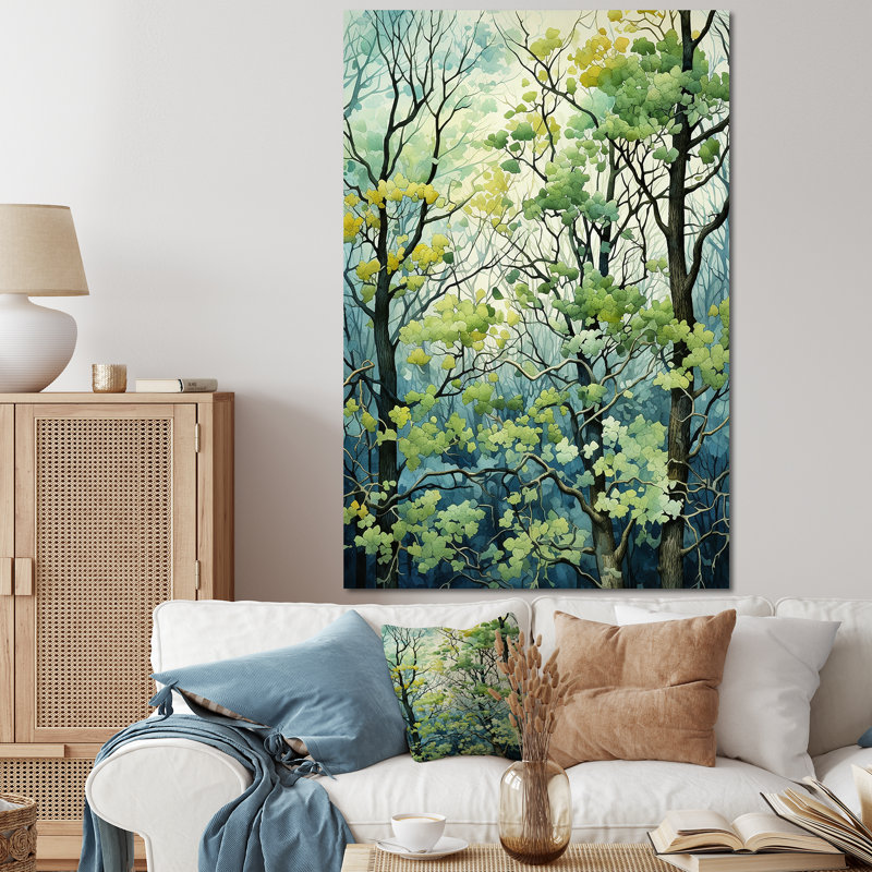 «Green Spring Blooms Tree Forest I», art mural arbre, Toile tendue, H 60 po x l 40 po x P 1,5 po