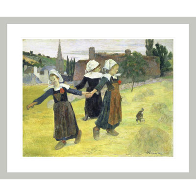 «Brittany Girls Dancing Pont-Aven» par Paul Gauguin - Estampe numérique encadrée