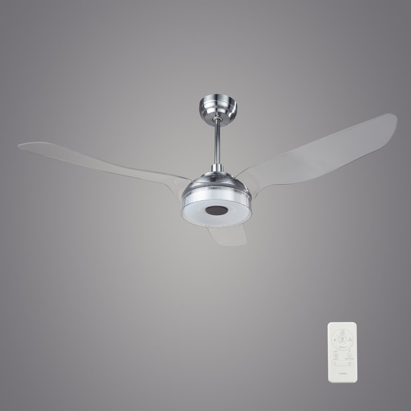 Braylynn 52'' Ceiling Fan with LED Lights, Silver with White Blades