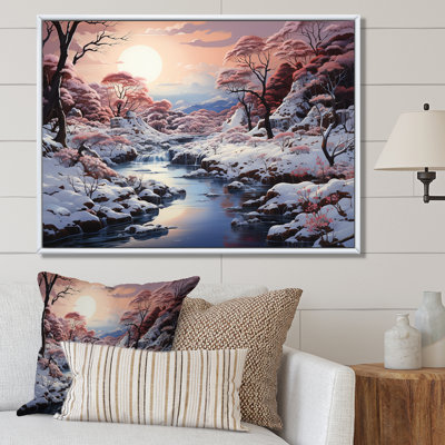 Kawaii Winter Landscape Sunrise - Snow, impressions sur toile