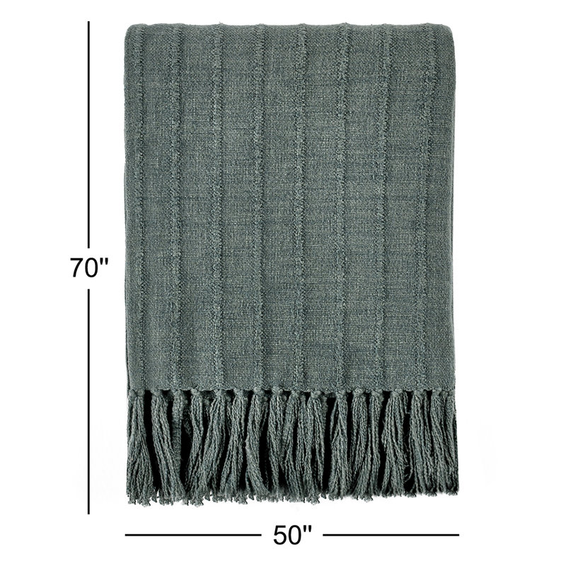 Hendri Hand Woven Throw Blanket, Green Striped