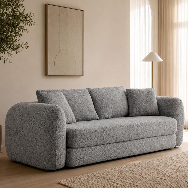MIMO 2-Seater Sofa Bed with Movable Backrest, Gray