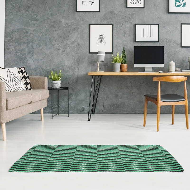Tapis noir/vert sea rayures, Rectangle 4 pi x 6 pi