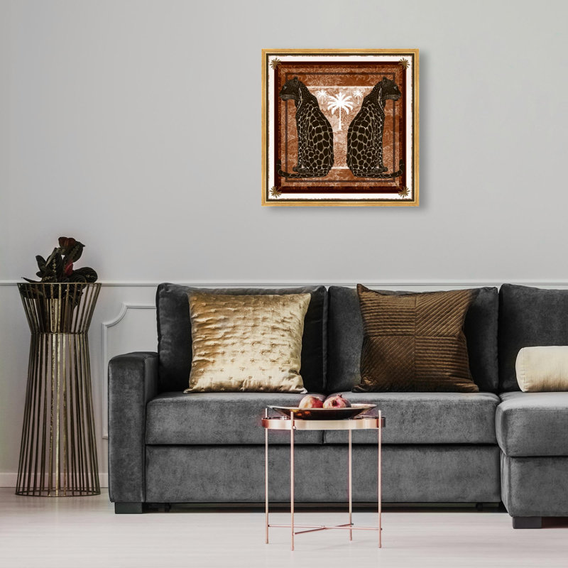 Casablanca Leopardo Print Glam Jungle by Oliver Gal, Black Frame, 12 x 12, 17"H x 17"W, Gold Frame