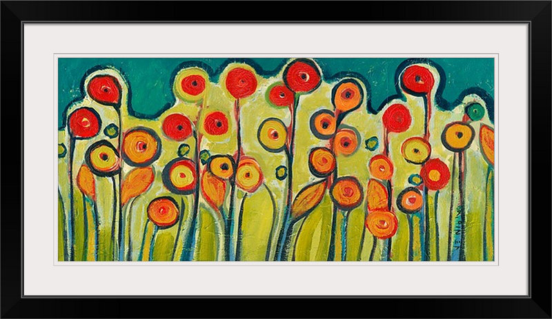 Nolani nouvelle croissance en fleurs - impression, H 23 po x l 38 po x P 1 po, Cadre noir