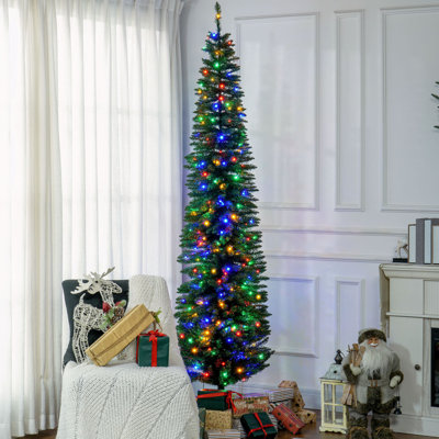 8ft Tall Prelit Artificial Christmas Tree with 250 Colorful LED Lights