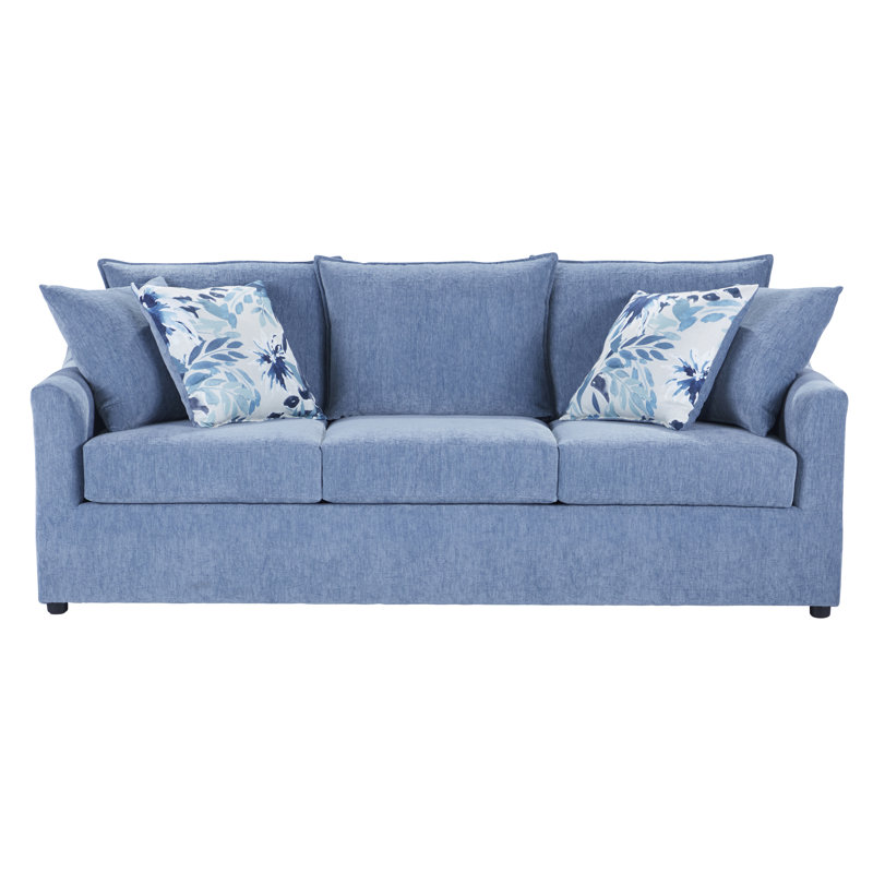 Jakeira 3-Seater Polyester Fabric Couch, Blue