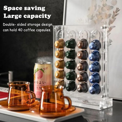 Support à dosettes en acrylique, support à capsules de café, support de rangement pour dosettes de café, support de 40 capsules pour la cuisine, le bureau, le bar à café