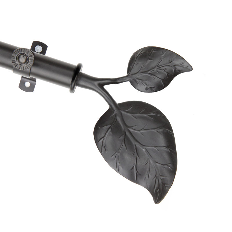 Tringle à rideaux simple ajustable Nailsworth, Noir, 28 po à 48 po (chaque côté)