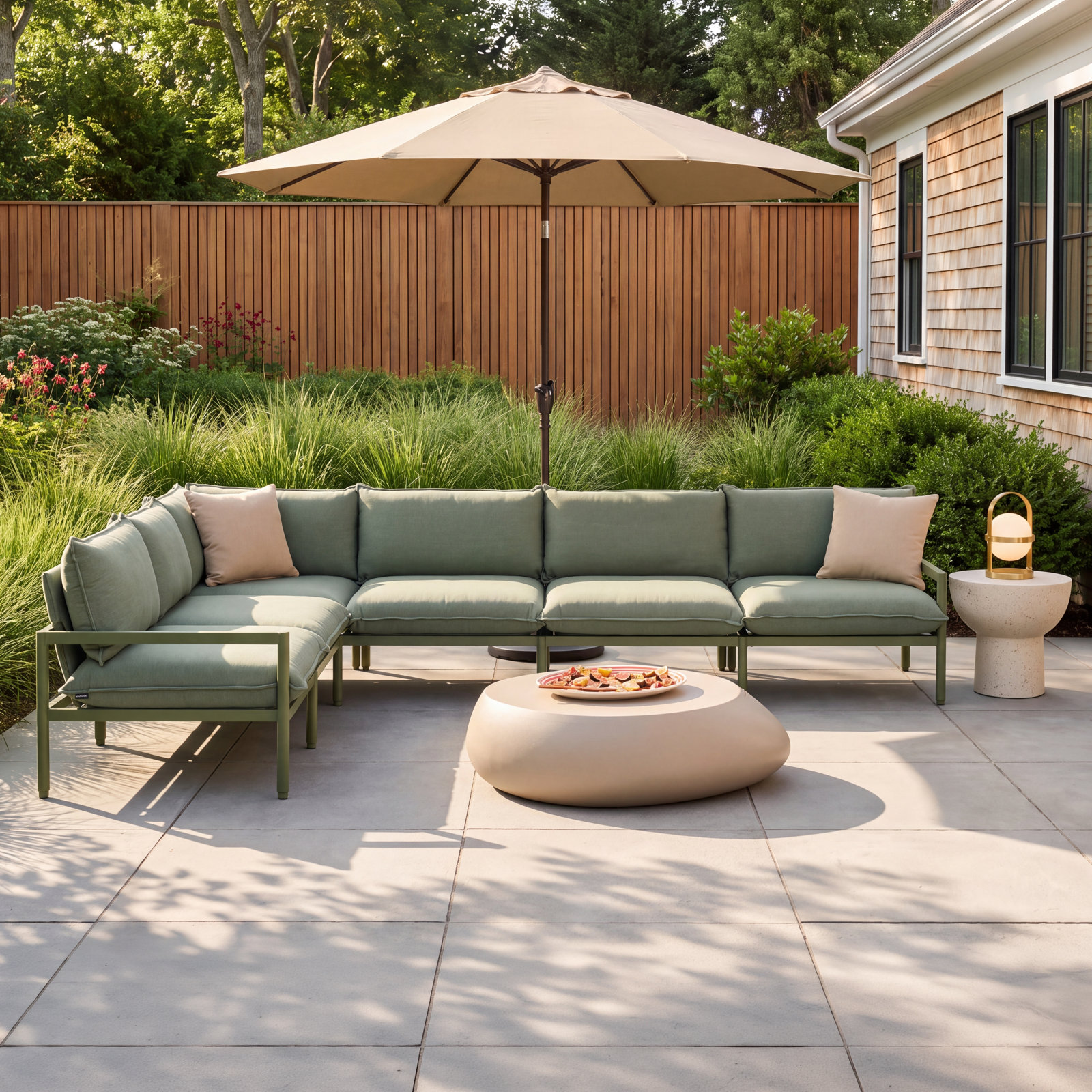 Terra 136" Sunbrella® Patio Sectional, Olive