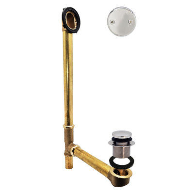 Assemblage de drain de baignoire 22 "en laiton de calibre 17 avec pieds à bout et débordement à 2 trous
