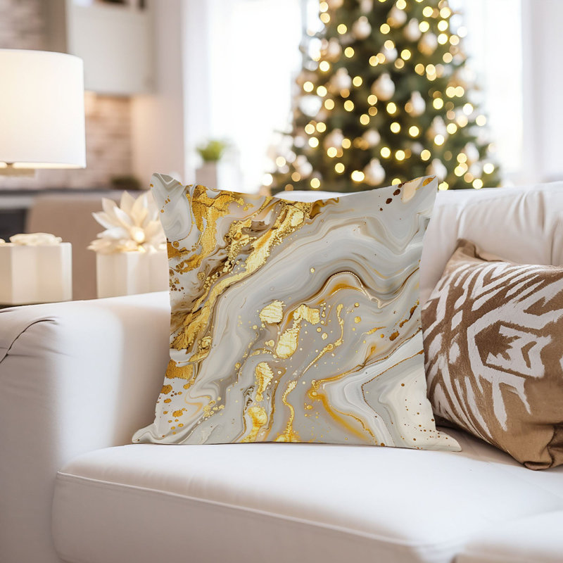 Abstract Golden Geode Crystals Marble I Modern