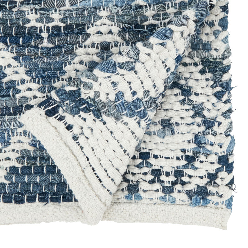 Chemin de table Diamond Weave Chindi, Bleu