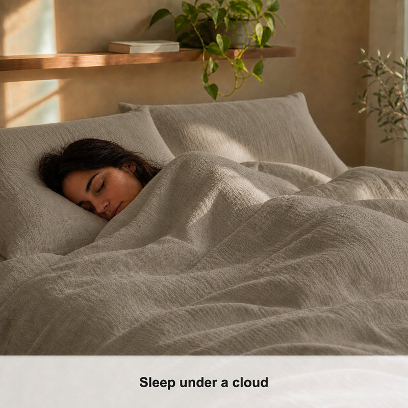 Ensemble de housse de couette en mousseline de coton, Housse de couette pour très grand lit et 2 taies , Champignon