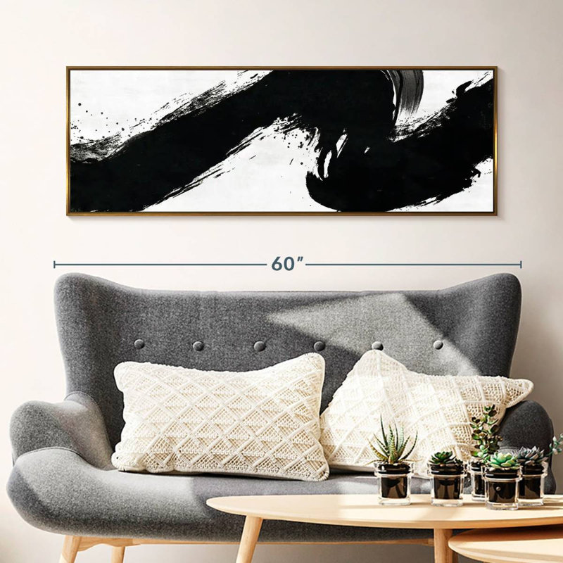 Coup abstrait, Cadre flottant doré, 49 po x 17 po