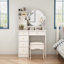 Meuble-lavabo 53,1 po avec tabouret et miroir Litzy