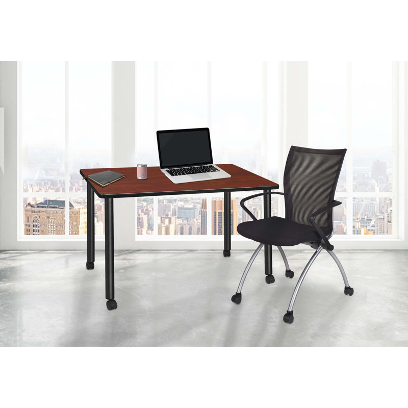 Regency Kee Mobile Desk, 29" H x 48" W x 24" D, Cherry/Black