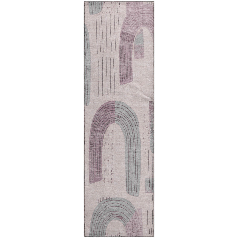 Premium Machine Washable Mehara AMF1698 Geometric Rug, Runner 2'3" x 7'6"