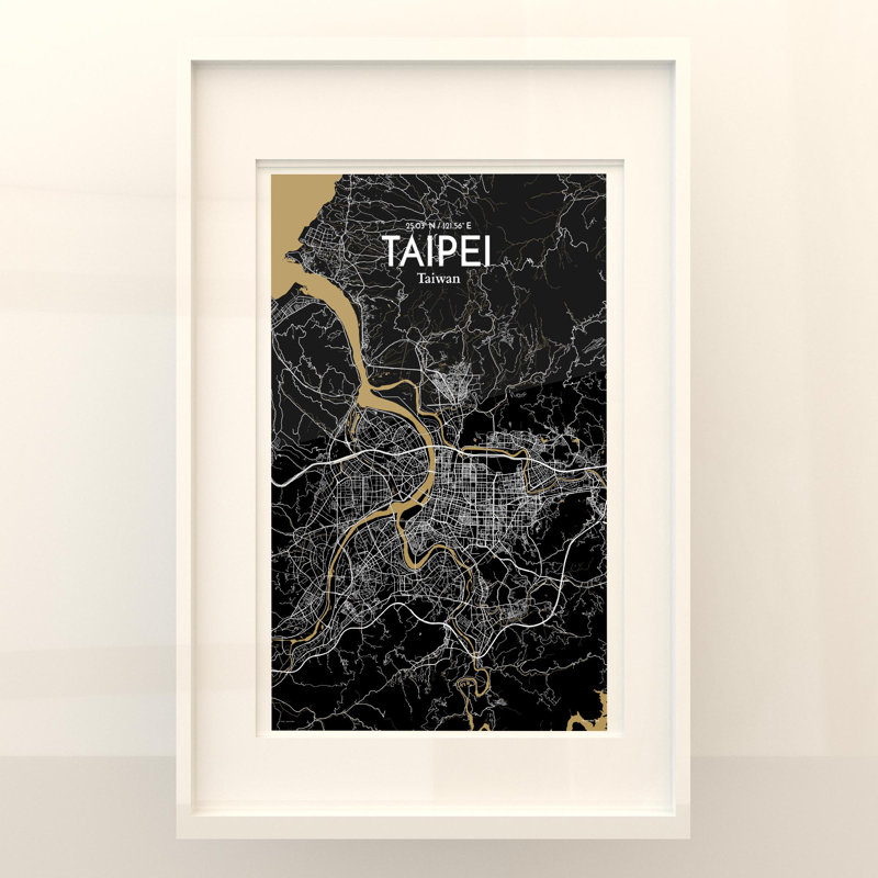 Taipei City Map In Luxe - No Frame Print, 17cm H x 11cm W x 0.05cm D