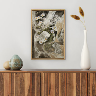 Reproduction d'art sur toile encadrée, "Green Daisy Flowers"
