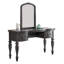 Ensemble de meuble-lavabo classique en bois massif gris antique avec miroir, tiroirs de rangement et tabouret rembourré