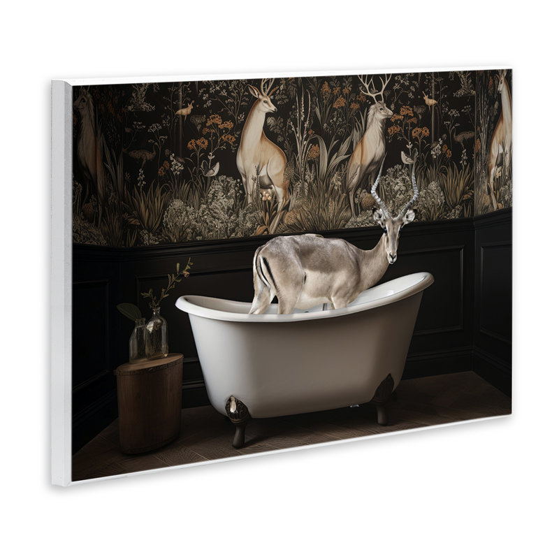 Plaque murale «Forest Elk Rustic Bath Time» par Sasha, H 10 po x l 15 po