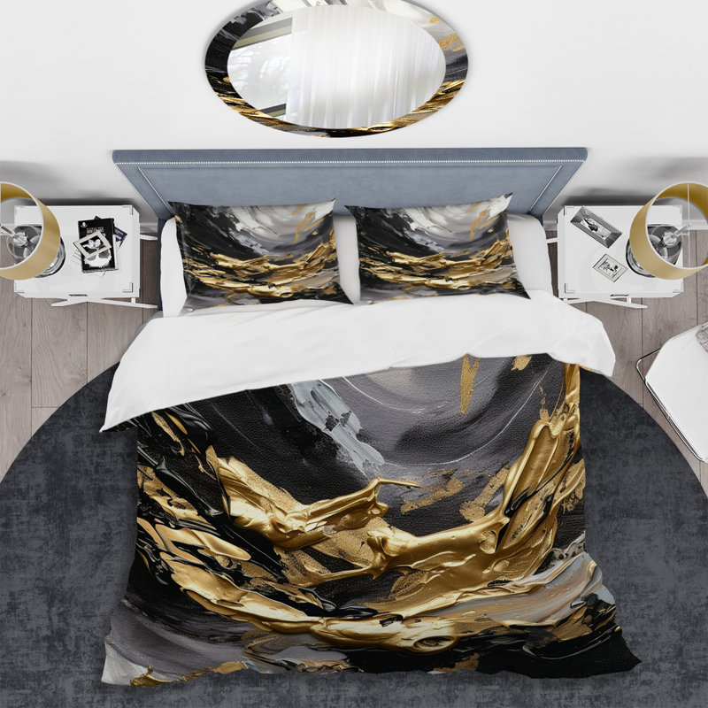 Ensemble de housse de couette en microfibre / polyester Golden Wave Reflections