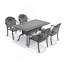Ensemble de 5 meubles de patio en aluminium coulé avec cadre noir et coussins de siège bleus-998848801