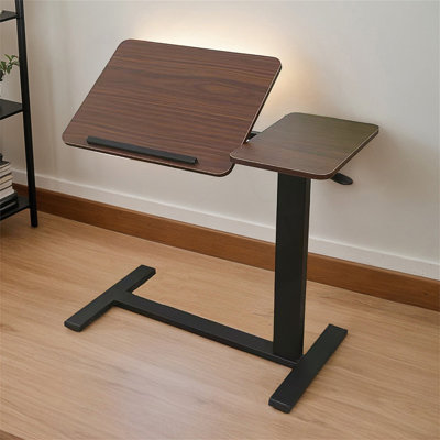 Folding Overbed Bedside Desk, Mobile Rolling Laptop Stand With Adjustable Height And Tilting Tray For Bed Or Sofa