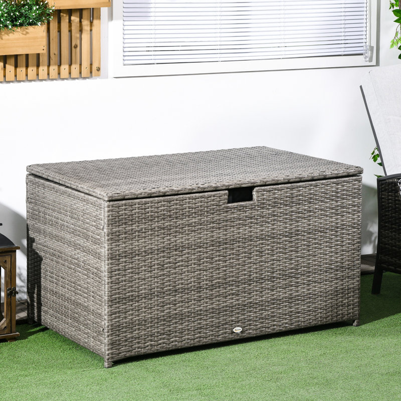 113 Gallon Outdoor Deck Box - Waterproof Storage For Pool, Garden, Gray Chest