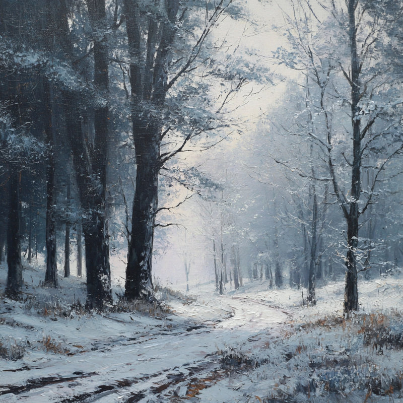Art mural sur toile Sunlit Winter Pines, 12 po x 12 po