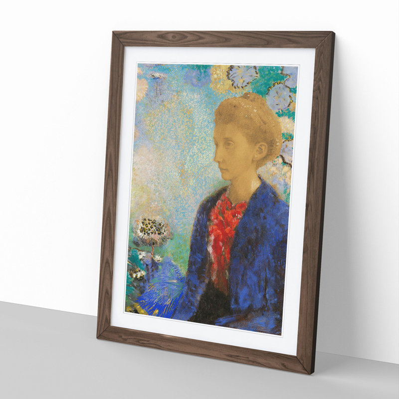Baronne de Domecy by Odilon Redon - Picture Frame Painting, Walnut, 48cm H x 36cm W x 2cm D