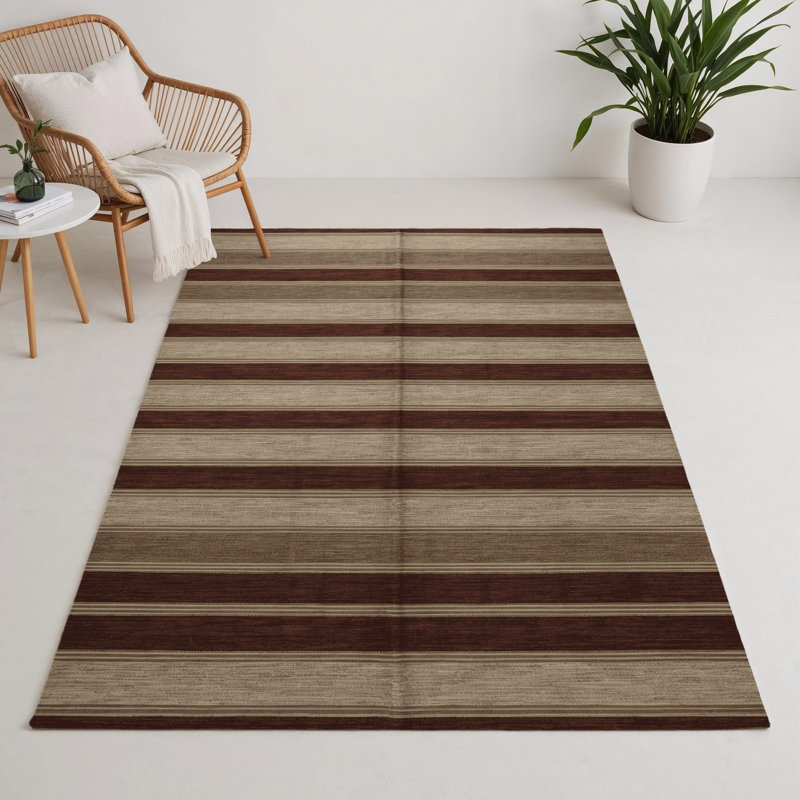 Tapis intérieur / extérieur gris HorizontalStripes, Rectangle 9 pi x 12 pi