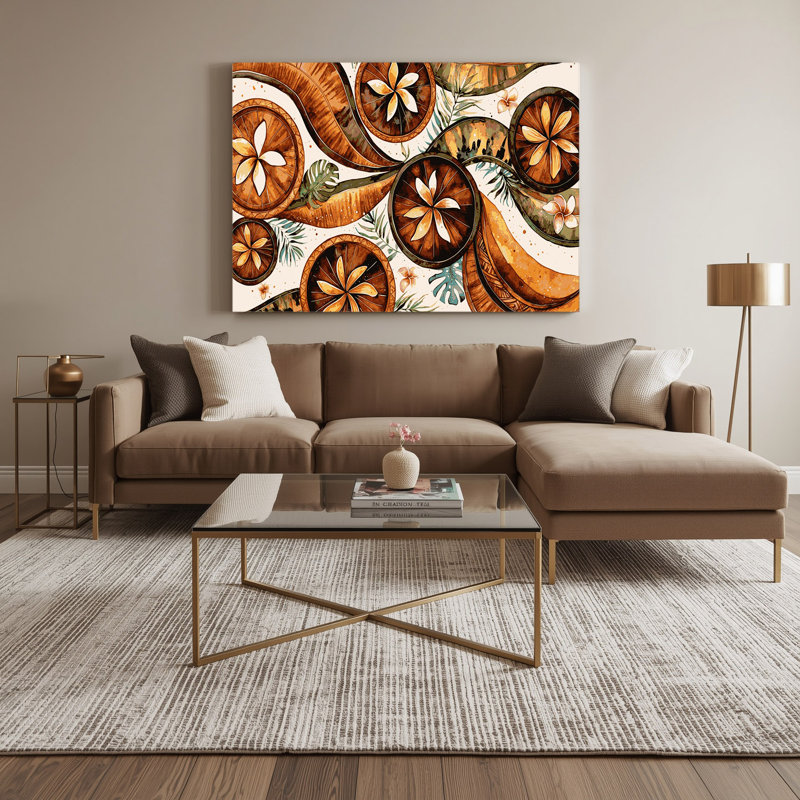 Art mural sur toile hawaïen, calebasse brune, H 16 po x l 20 po