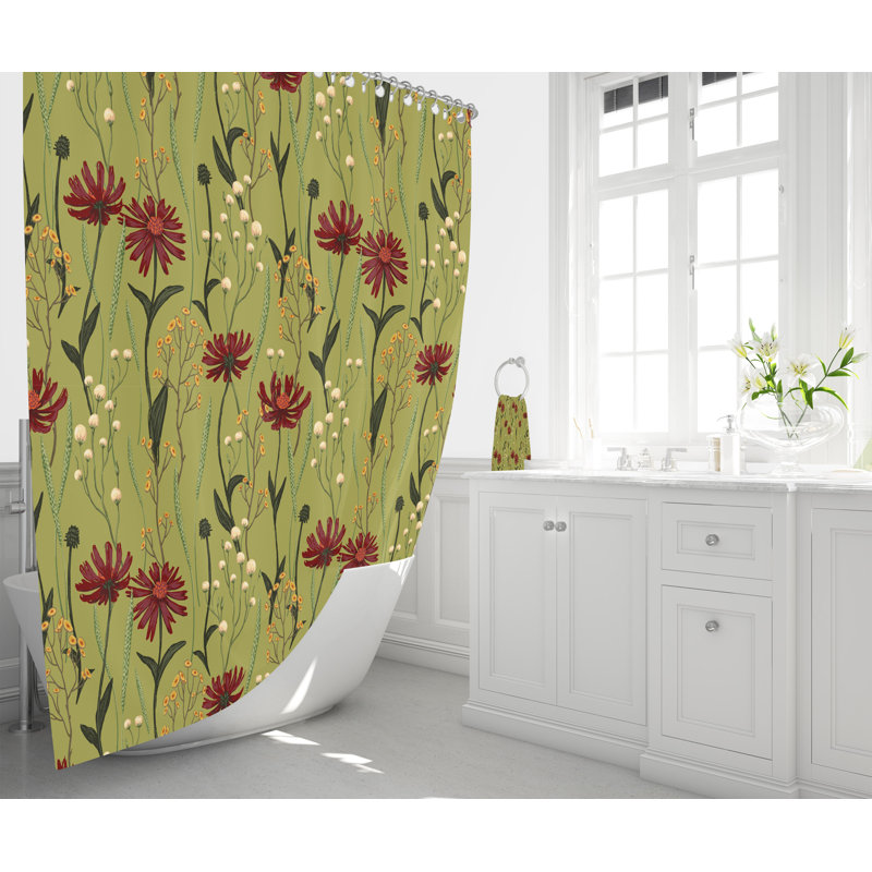Adijah Floral Shower Curtain, 72" H x 70" W