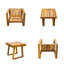 Ensemble de 2 chaises longues d'extérieur en bois d'acacia blanc - Structure résistante aux intempéries - Coussins inclus-286570110
