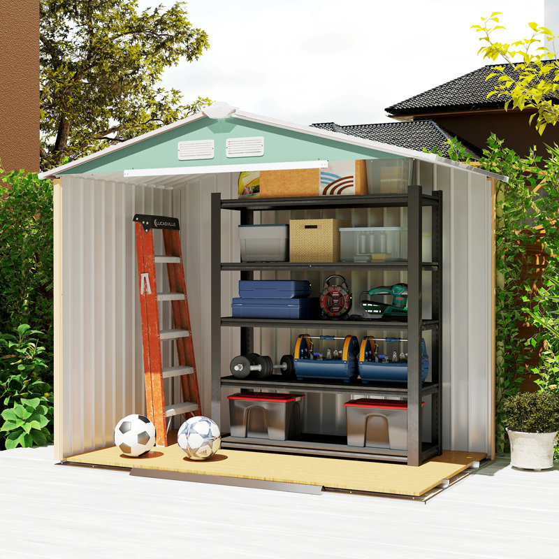 7 ft. W x 4 ft. D Stainless Steel Tool Shed, 7' x 4', Light Green