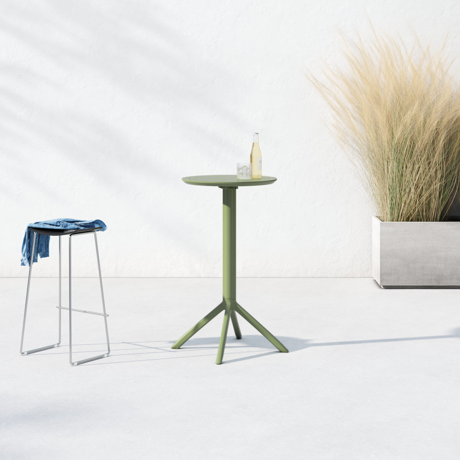 Elodie 24" Patio Bar Table, Olive Green, 42.5'' H x 23.6'' W x 23.6'' L
