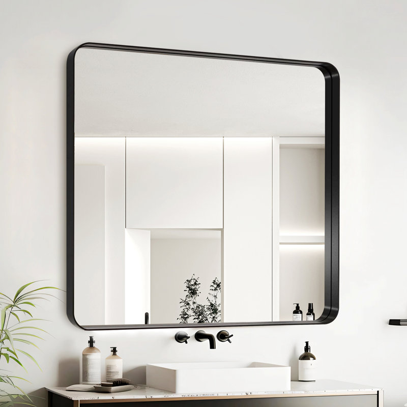 Miroir de salle de bain mural, Noir, 36 po x 36 po