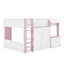 Lit mezzanine double avec rangement, porte et fenêtre, structure de lit en bois avec rangement-581308162