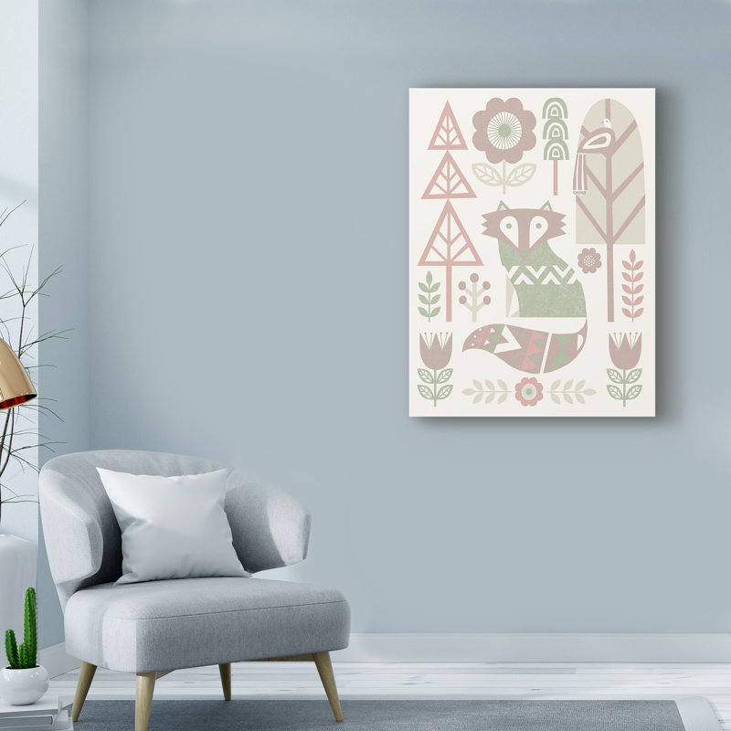 Art sur toile «Folk Lodge Fox V2 Hygge» par Katorina, H 19 po x l 14 po x P 2 po